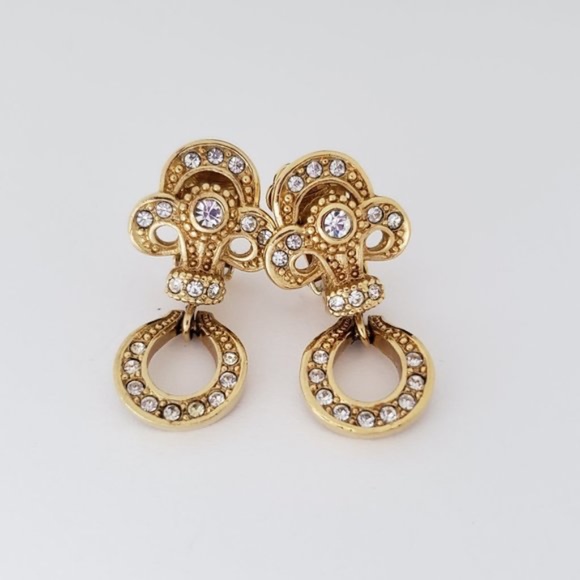Christian Dior Vintage Drop Clip Earrings - Picture 1 of 5